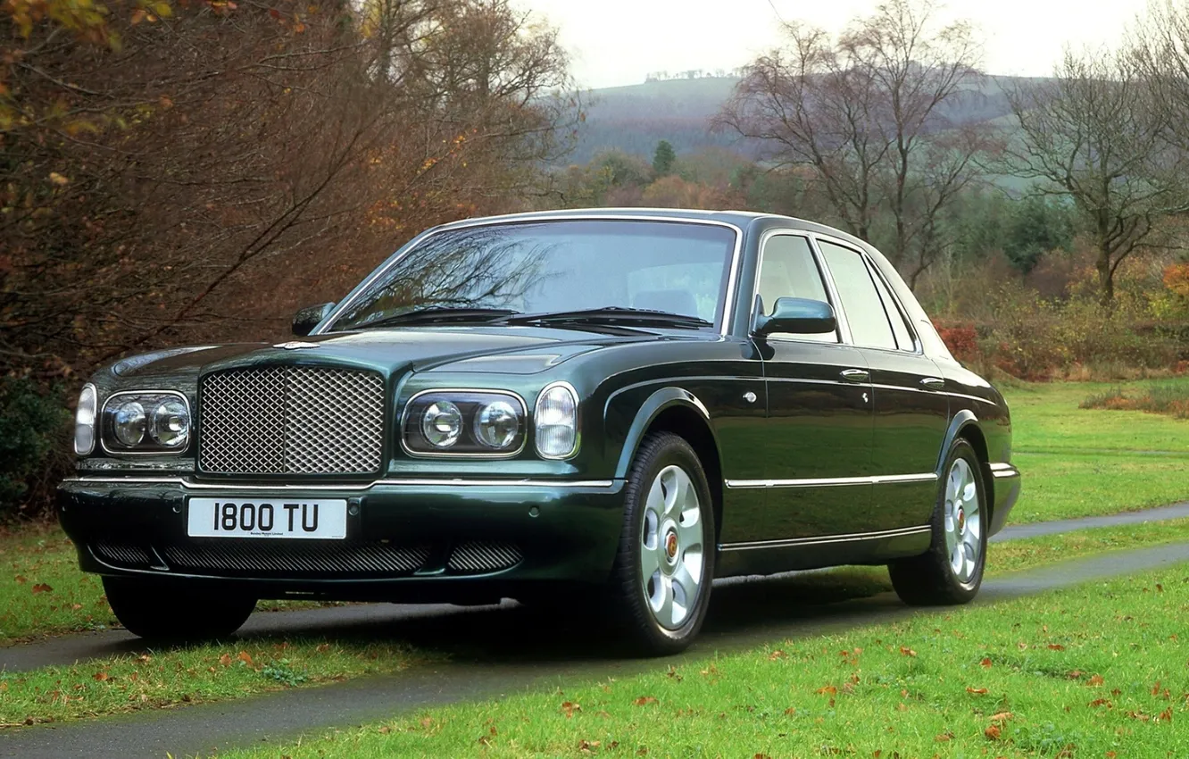 Photo wallpaper grass, trees, green, bentley, the front, Bentley, the Arnage R, arnage r