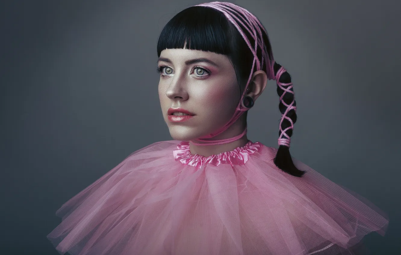 Photo wallpaper girl, face, style, background, hair, makeup