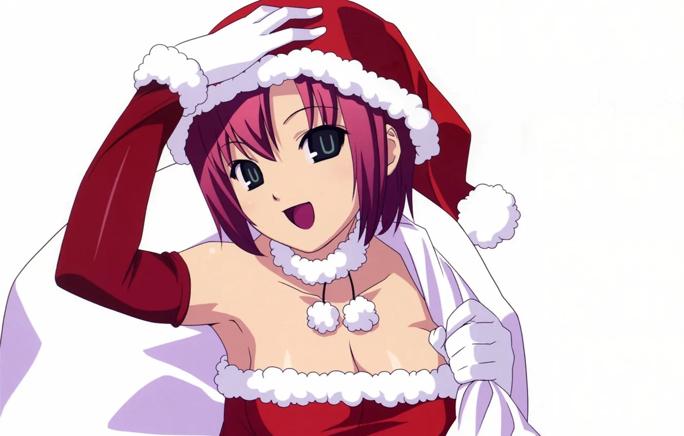 Photo wallpaper joy, neckline, gloves, a bag with gifts, visual novel, the hand on the head, Rio, …