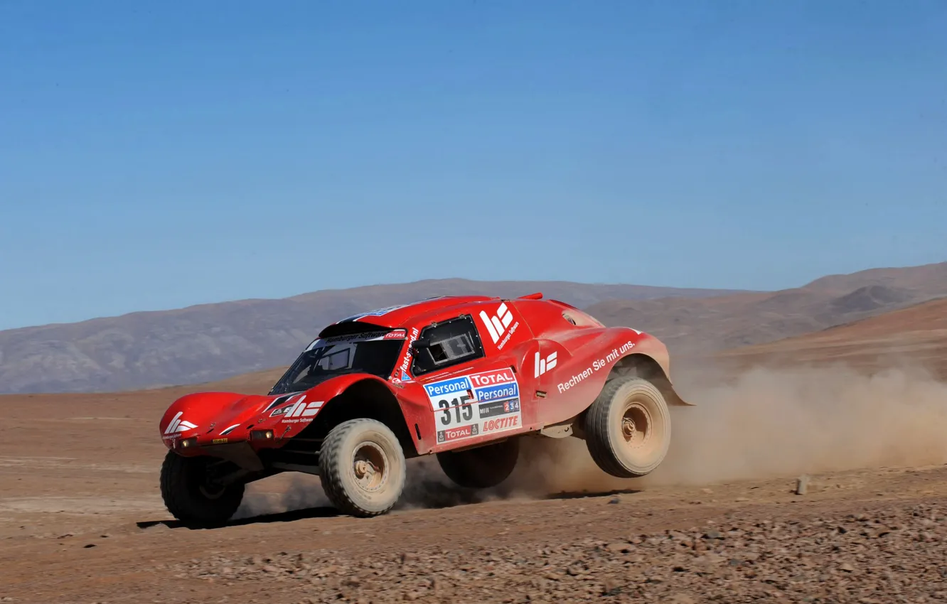 Photo wallpaper the sky, red, desert, plain, rally, rally, Buggy, Fast&Speed