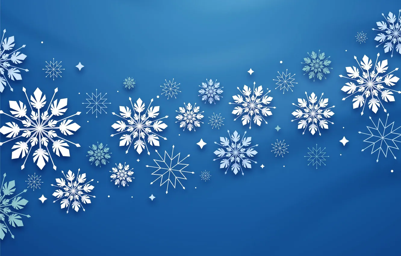 Photo wallpaper snowflakes, background, Christmas, blue, winter, background, snowflakes