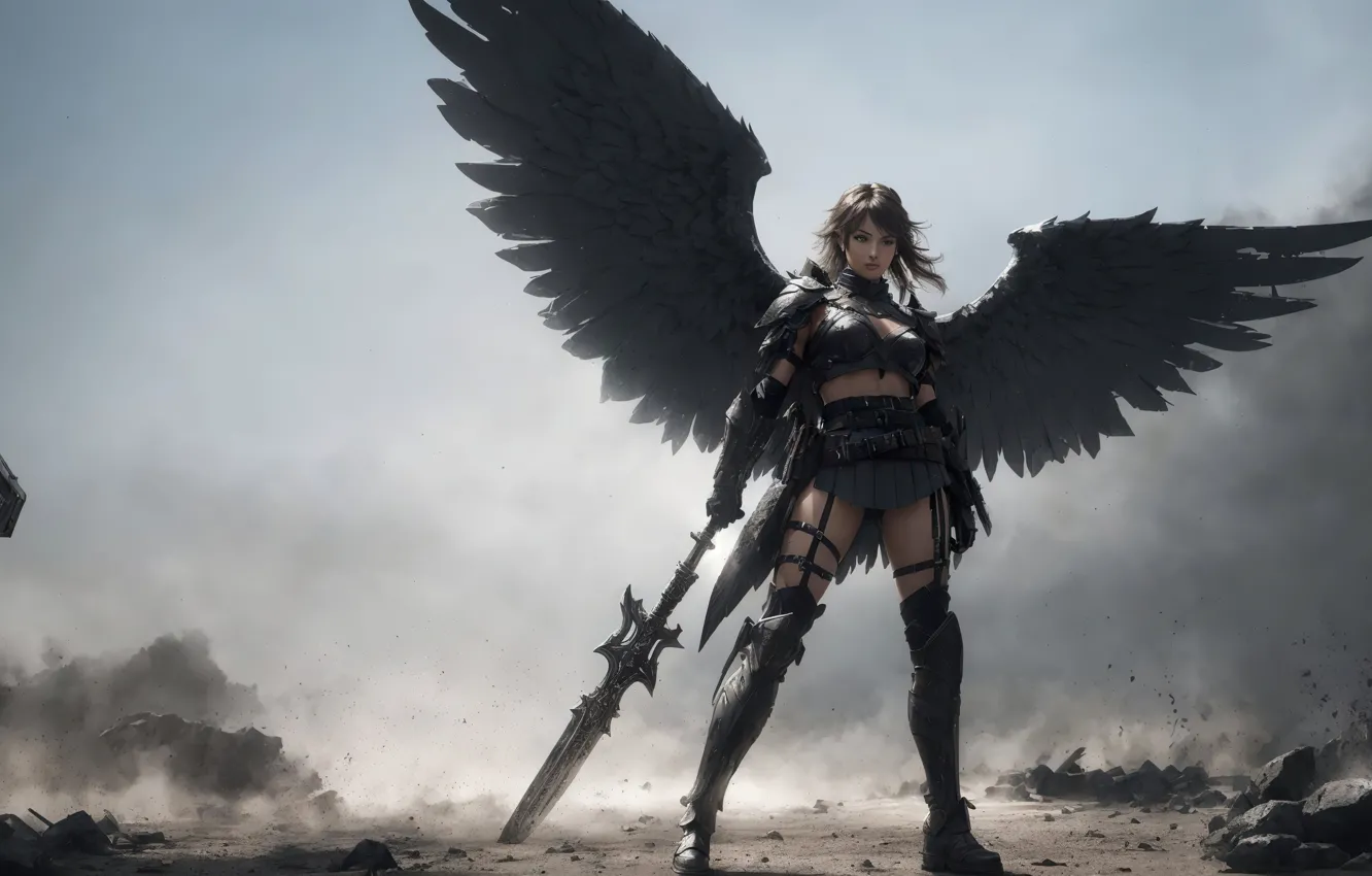 Photo wallpaper battlefield, girl, armor, art, painting, digital art, fantasy art, valkyrie