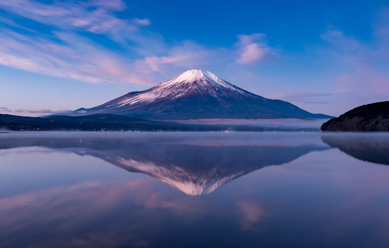 Photo wallpaper the sky, landscape, mountains, reflection, the volcano