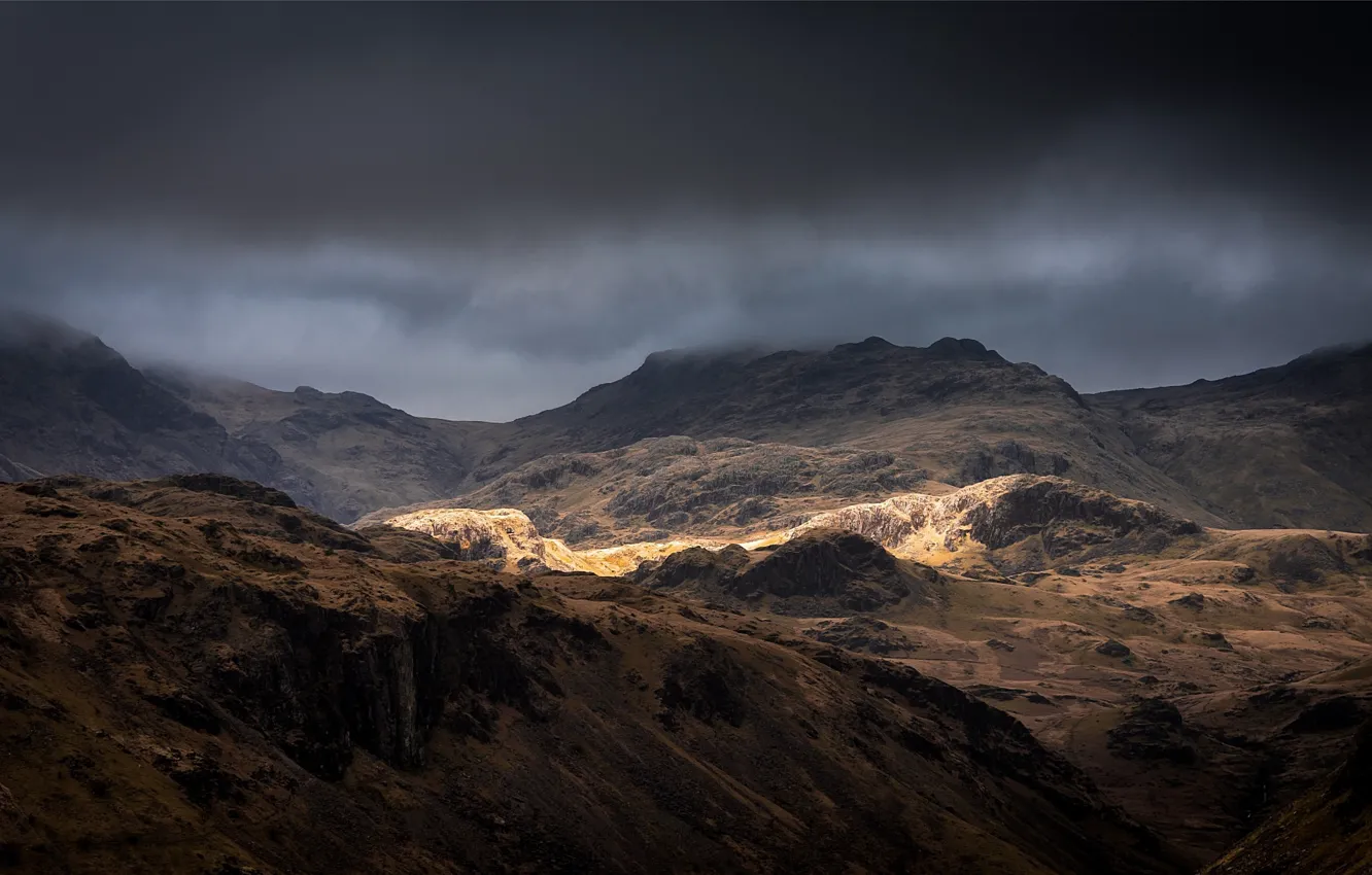 Photo wallpaper the sky, mountains, clouds