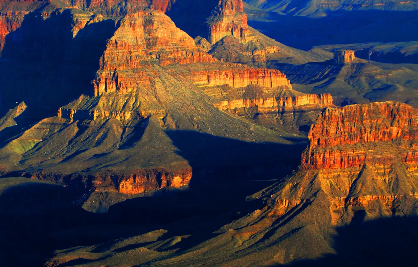 Photo wallpaper sunset, mountains, rocks, canyon, AZ, USA, Grand Canyon National Park