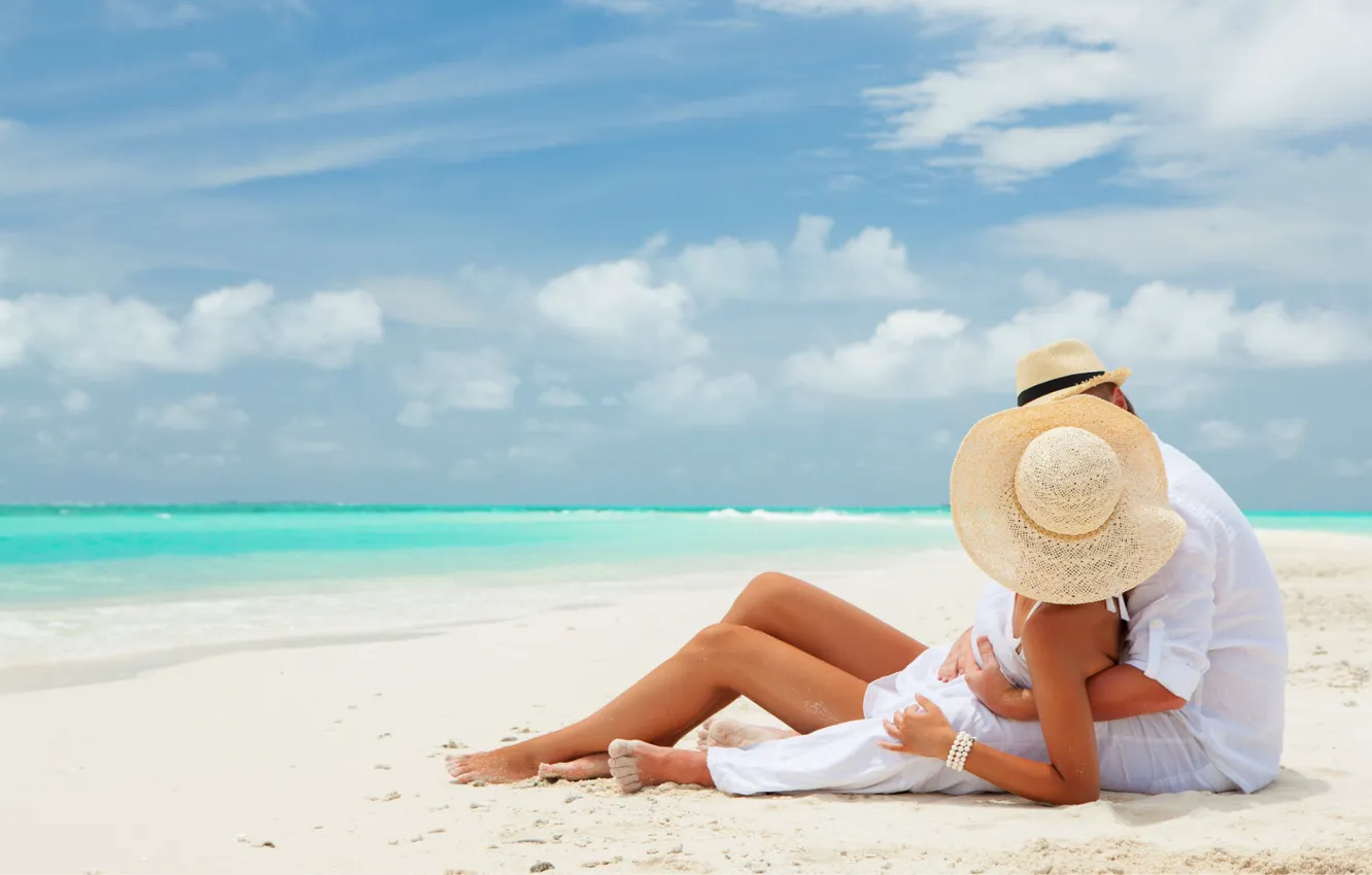Photo wallpaper two, romance, beach, pair, the ocean