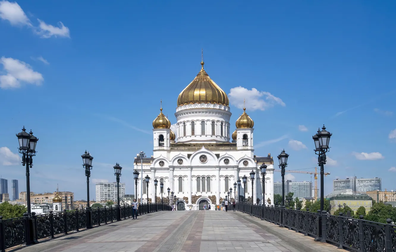 Photo wallpaper morning, Moscow, Russia, The Cathedral Of Christ The Savior