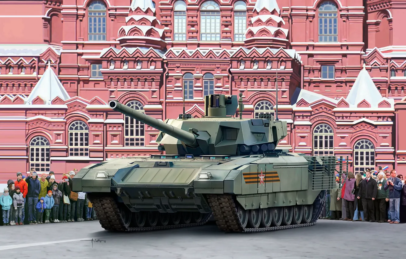 Photo wallpaper art, tank, Moscow, Red square, May 9, State historical Museum, The Russian army, T-14 "Armata"