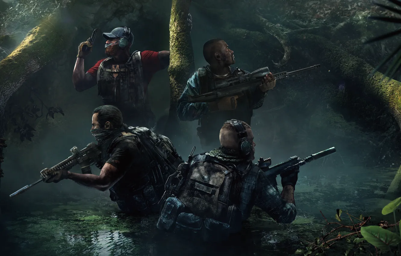 Photo wallpaper Weapons, Jungle, Ubisoft, DLC, Equipment, Ghosts, Squad, Tom Clancy’s Ghost Recon Wildlands