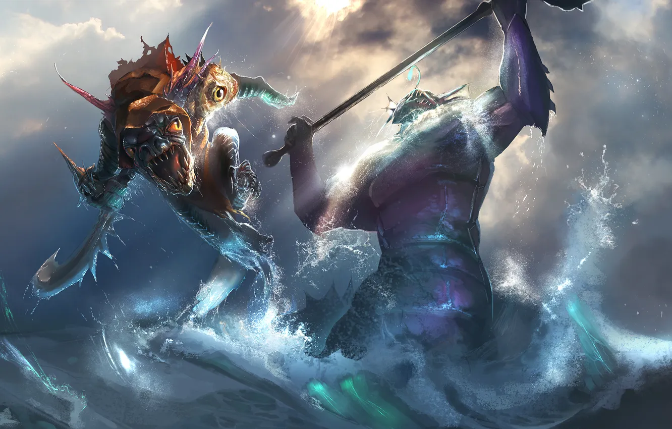 Photo wallpaper sea, dota 2, Slardar, Slithereen Guard