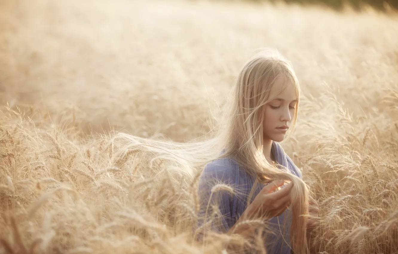 Photo wallpaper light, hair, rye, Girl, blonde