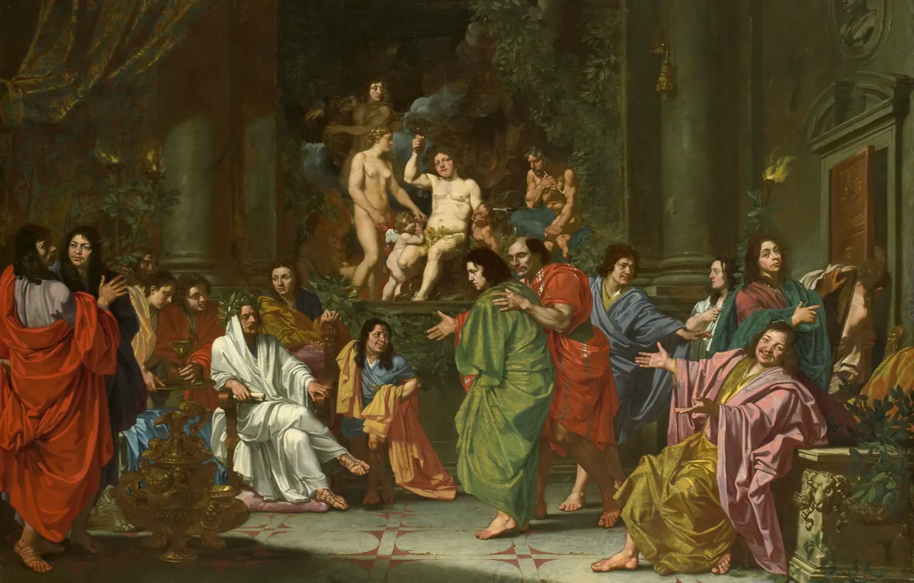 Photo wallpaper oil, picture, canvas, genre, The Initiation Of A New Member Of The Society Of Artists