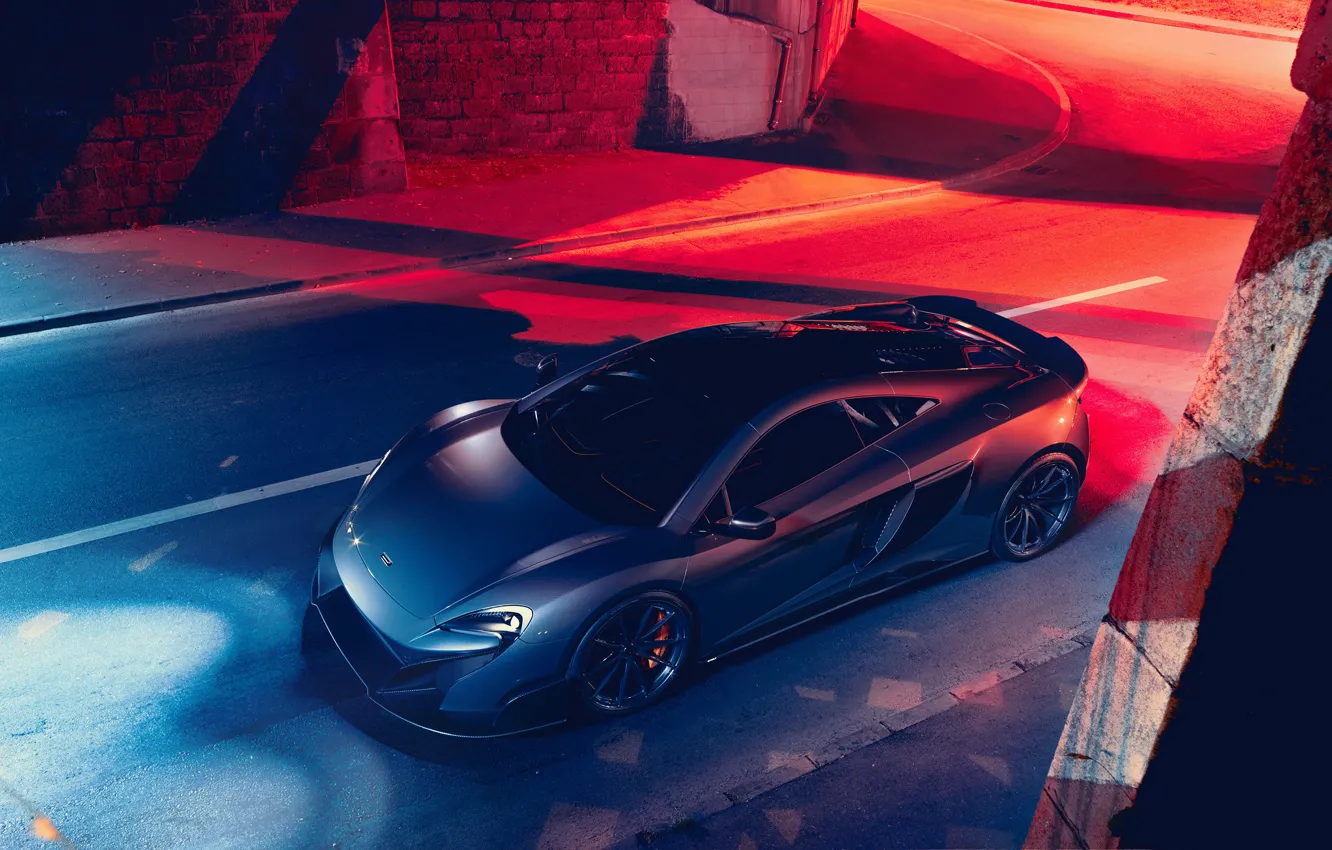 Photo wallpaper machine, night, rendering, grey, McLaren, lighting, supercar, sports car