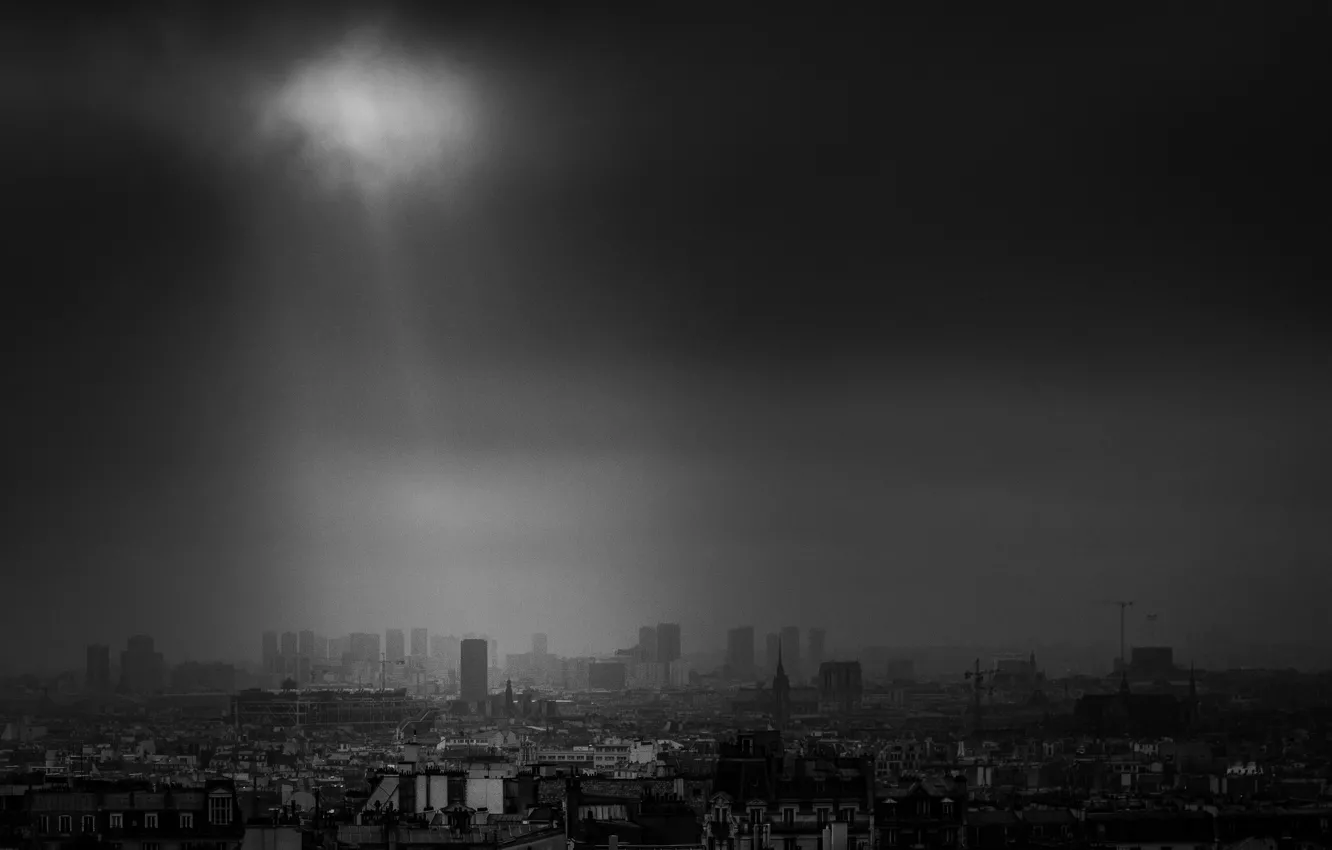 Photo wallpaper Paris, storm, France, sunray