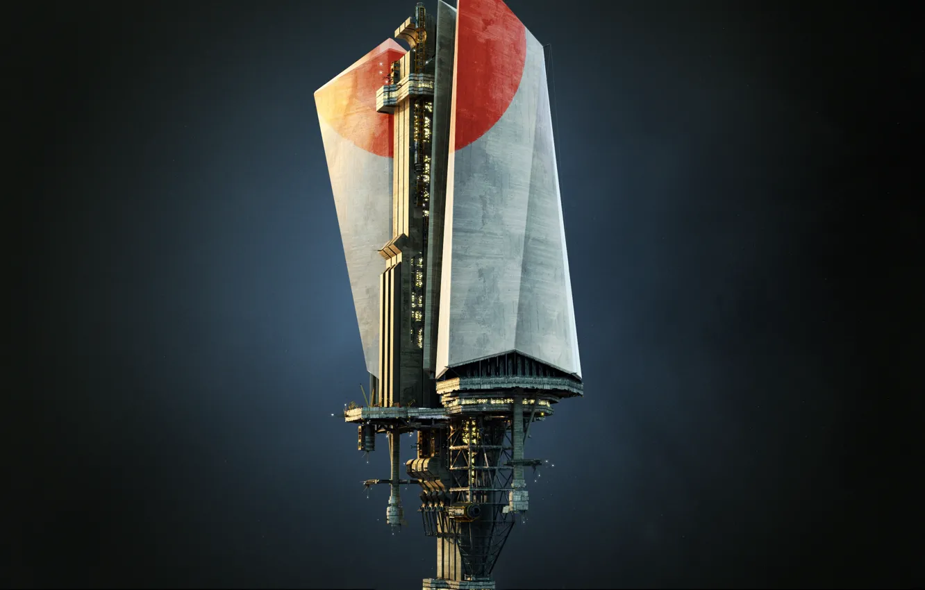 Photo wallpaper design, construction, red sun