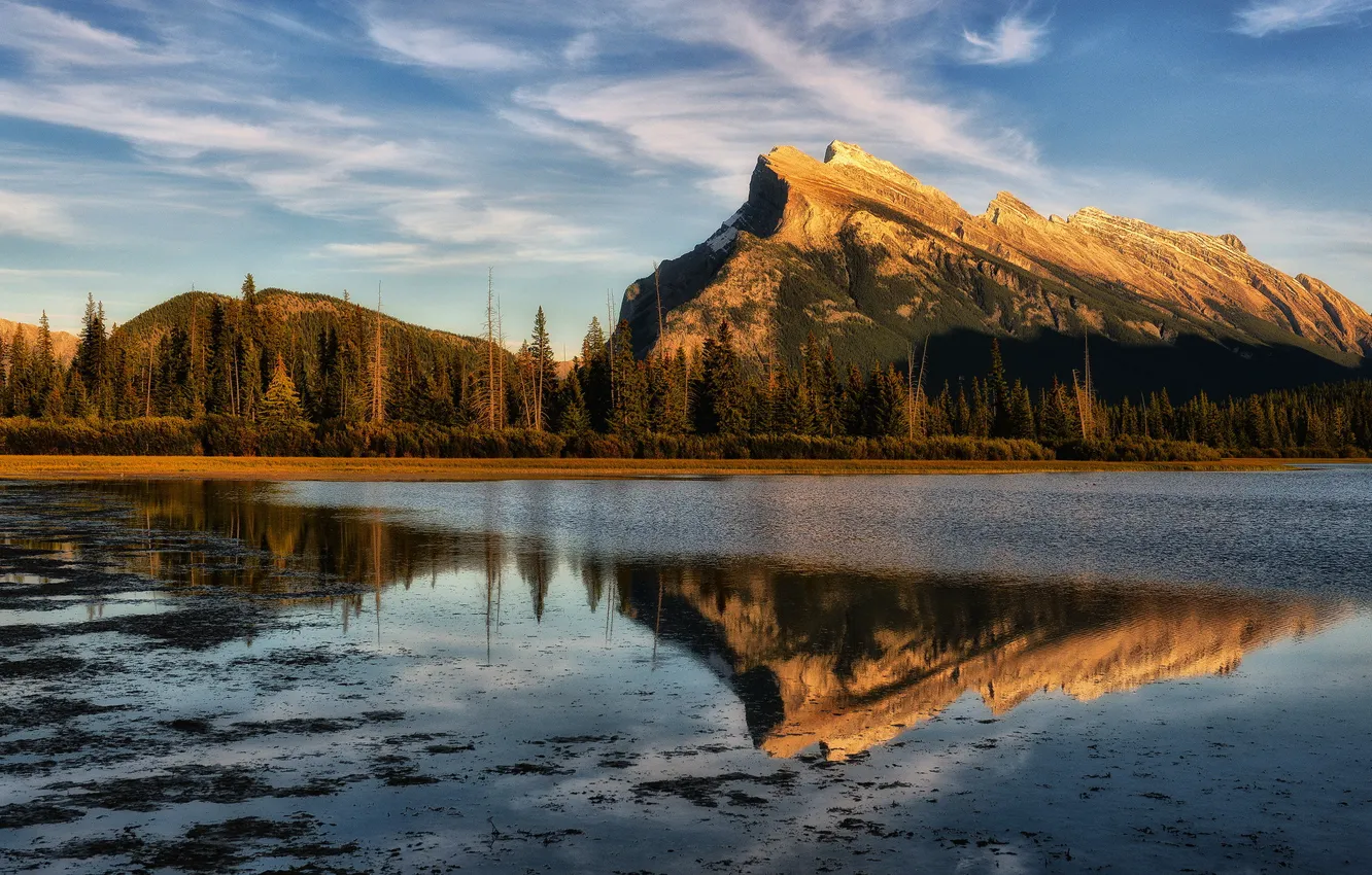 Photo wallpaper Alberta, Canada, Vermilion Lakes, Late Light