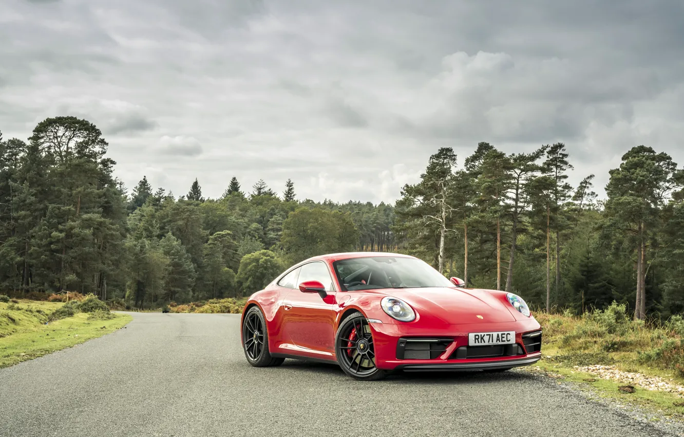 Photo wallpaper 911, Porsche, red, Front, Carrera, 992