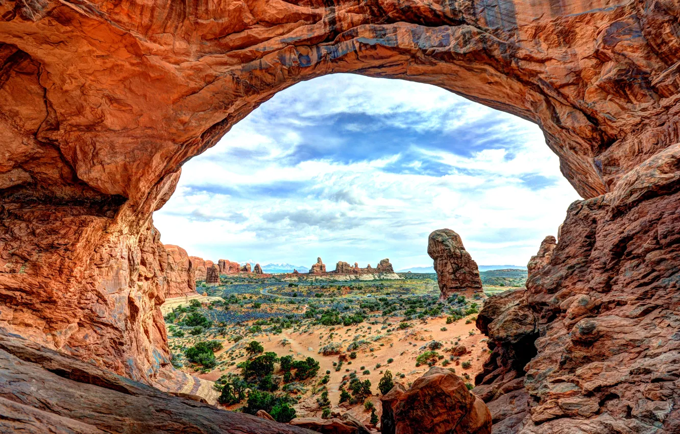 Photo wallpaper nature, Park, rocks, arch, Utah, USA, national, state