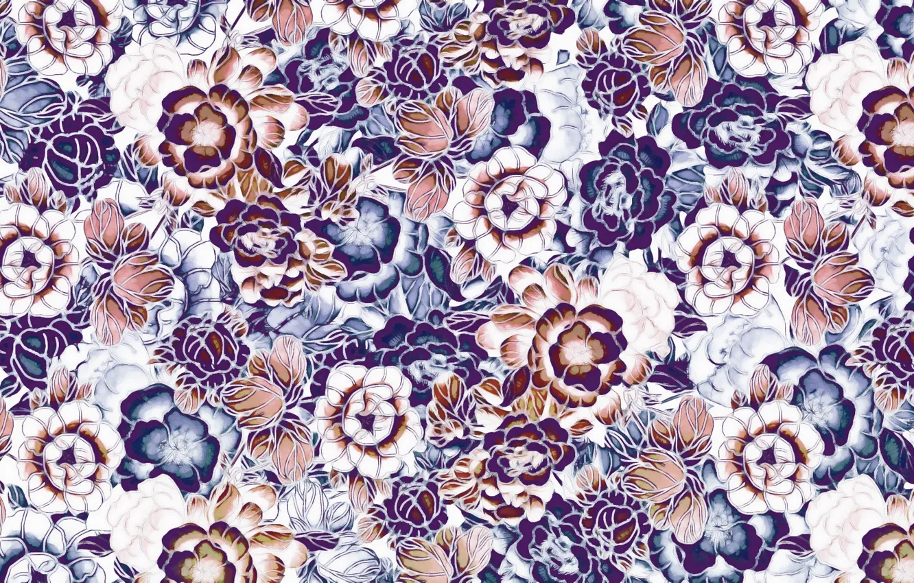 Photo wallpaper flowers, background, texture, Pattern, Floral