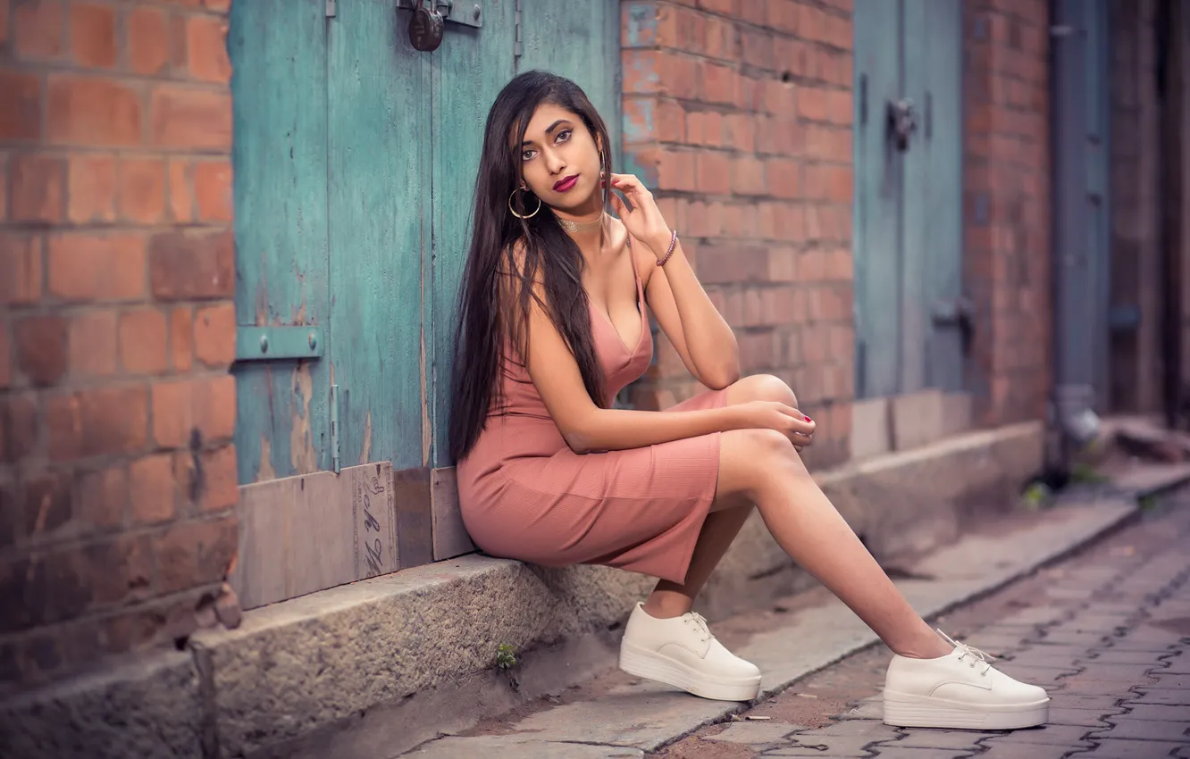 Photo wallpaper girl, hot, sexy, legs, eyes, smile, beautiful, figure