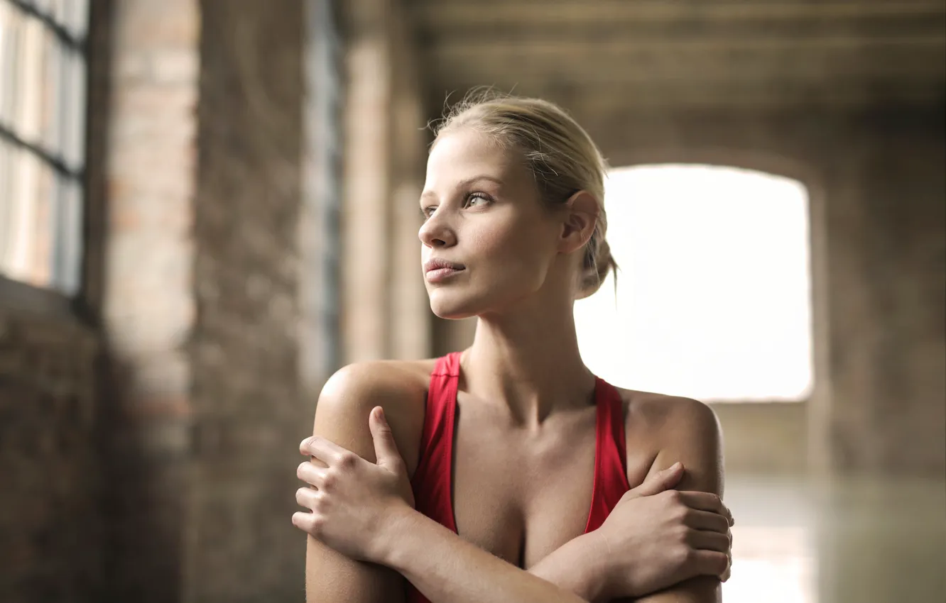 Photo wallpaper easy, hall, Simplicity, charm, pose, hall, portrait, femininity