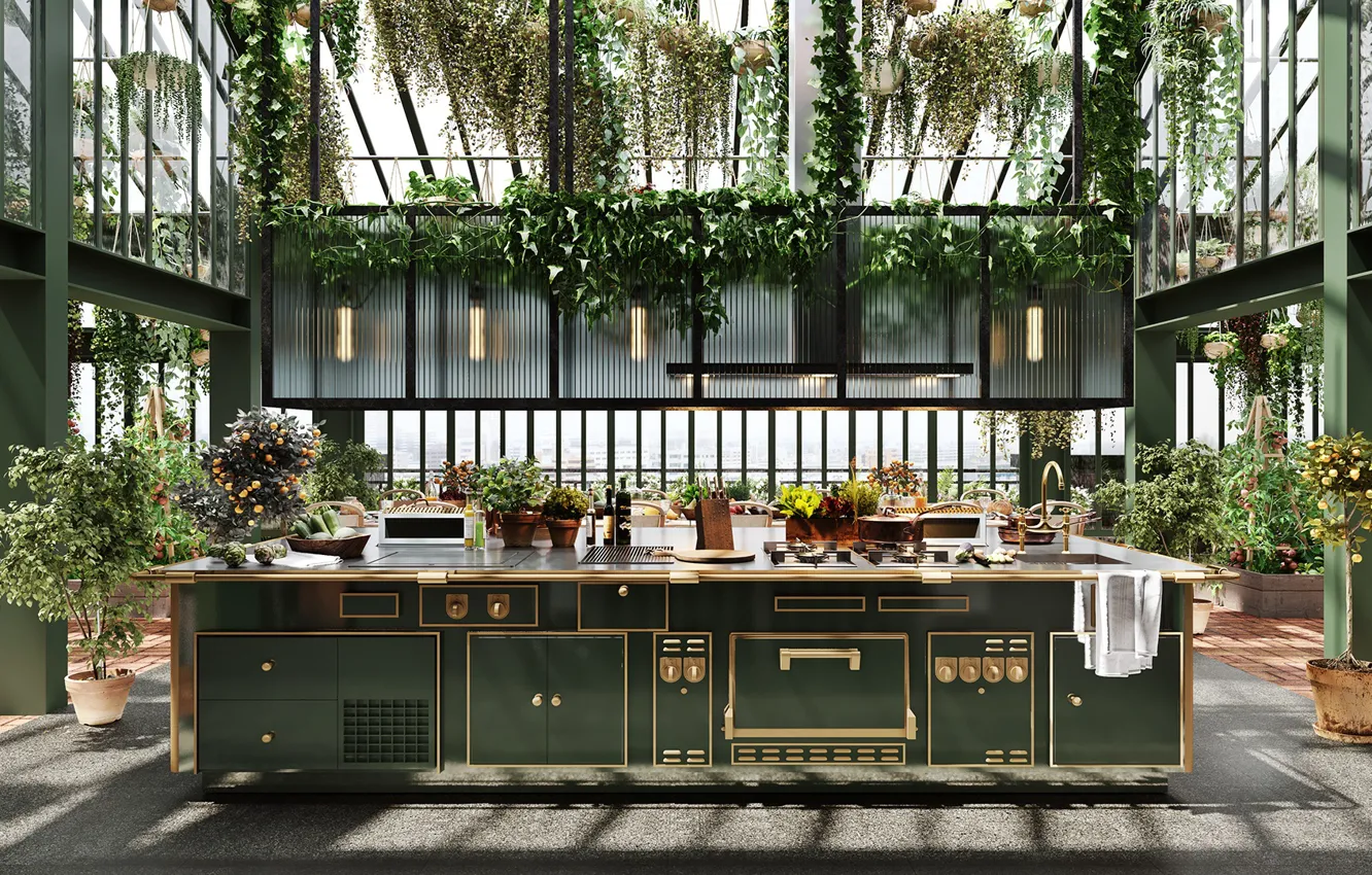 Photo wallpaper plant, kitchen, the room, utensils, GREENHOUSE