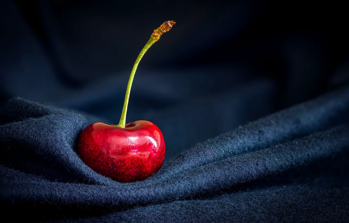 Photo wallpaper macro, berries, matter, fabric, cherry