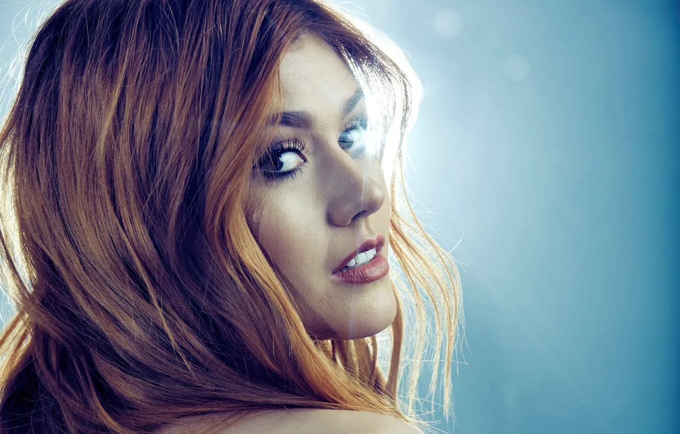 Photo wallpaper portrait, red, Katherine McNamara