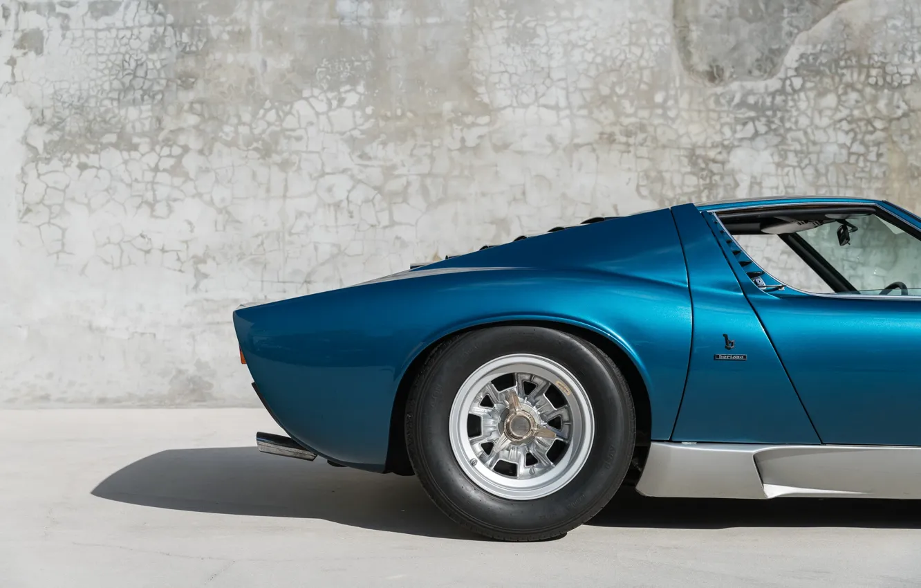 Photo wallpaper close-up, Lamborghini, wheel, Lambo, 1970, Miura, Lamborghini Miura P400 S