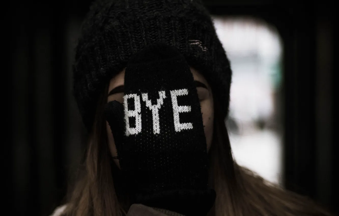 Photo wallpaper TEXT, HAND, LETTERS, FACE, GLOVE, GLOVES, MITTENS, while