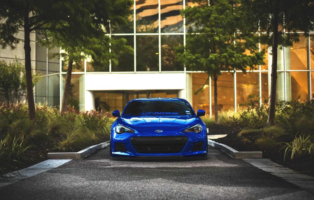 Photo wallpaper coupe, Subaru, sports car, blue, front, Subaru, brz, quick