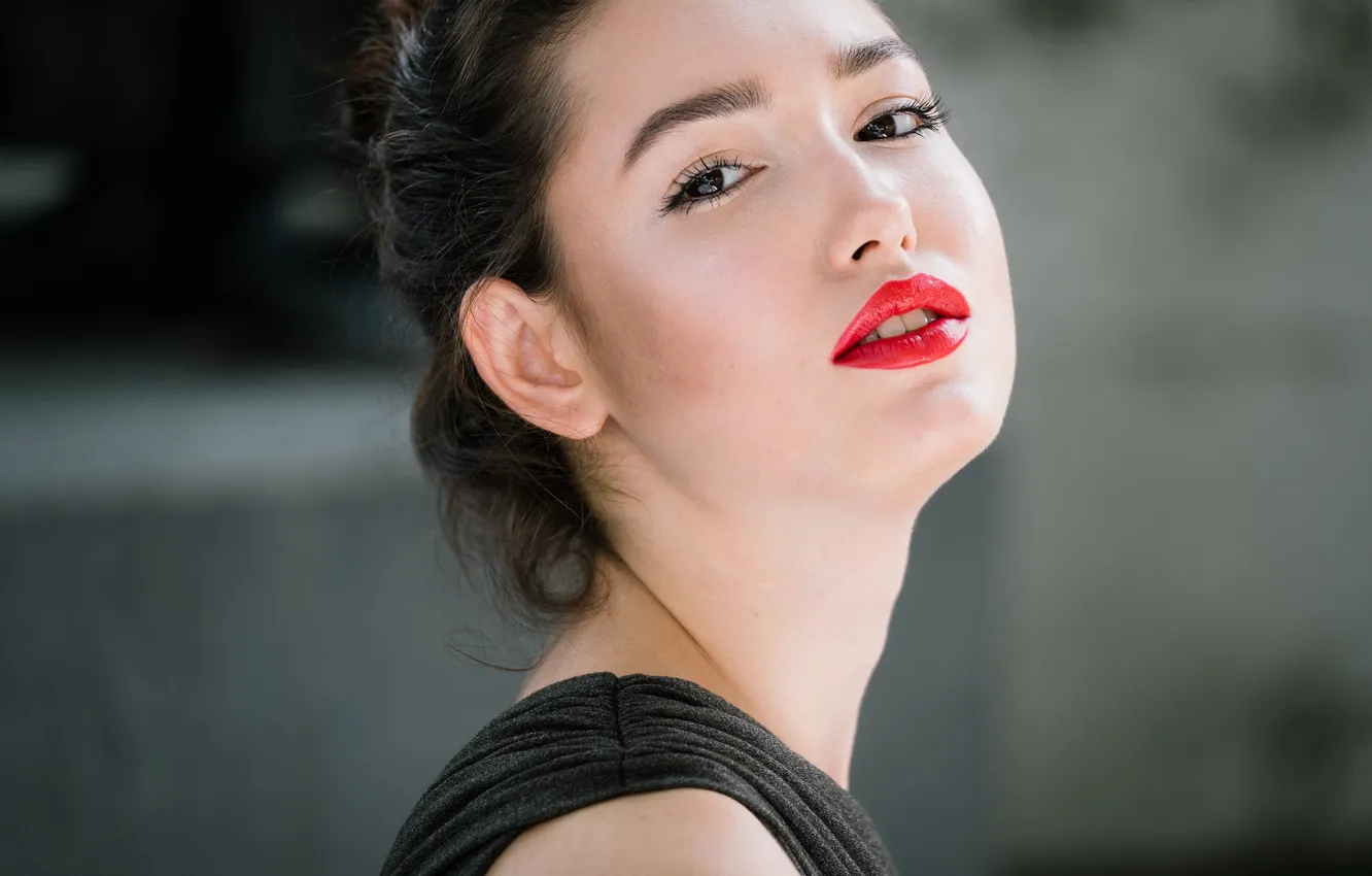 Photo wallpaper face, model, lipstick, Anna