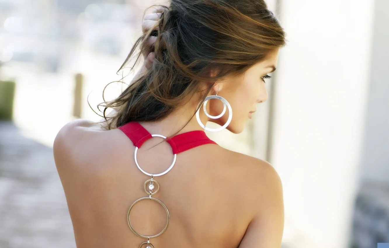 Photo wallpaper girl, Wallpaper, back, earrings, hairstyle