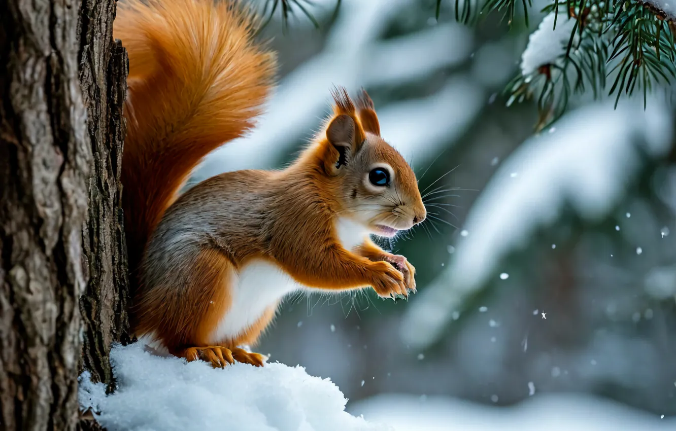 Photo wallpaper winter, snow, new year, protein, 2025