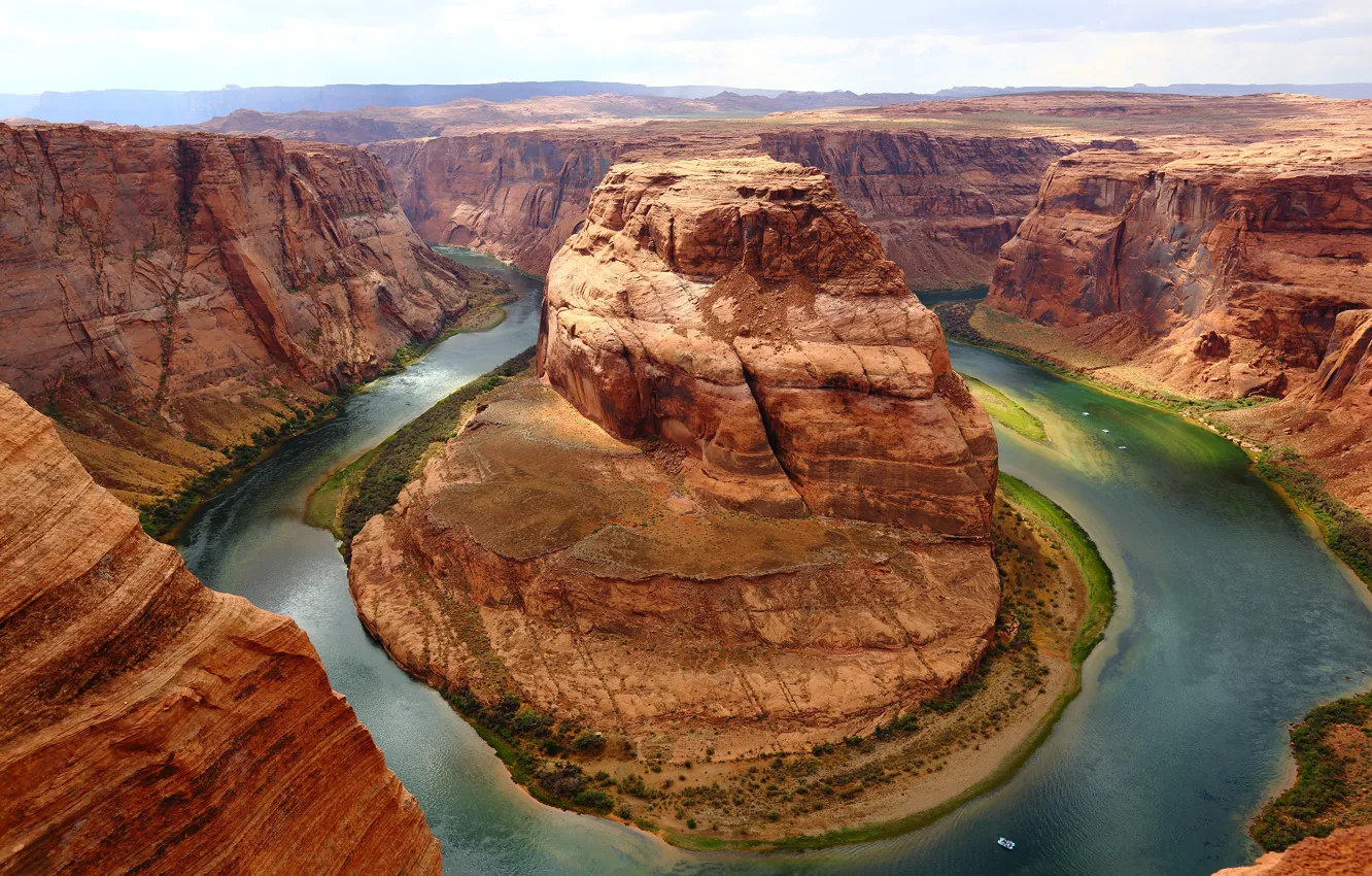 Photo wallpaper river, rocks, Colorado, canyon, panorama, AZ, USA, Horseshoe Bend