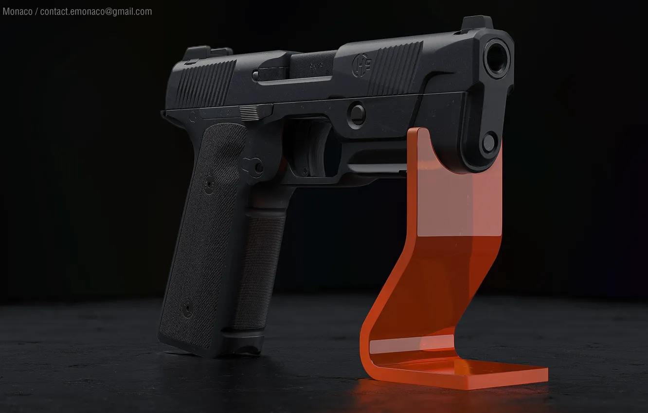 Photo wallpaper gun, weapons, gun, pistol, weapon, render, render, 3d art