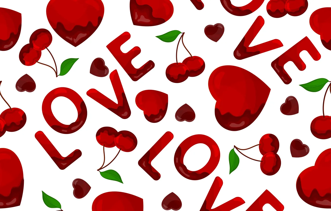 Photo wallpaper texture, hearts, texture, hearts, cherries, LOVE, cherries