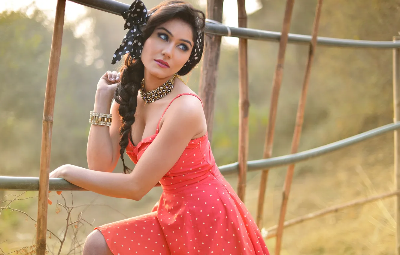 Photo wallpaper look, girl, dress, braid