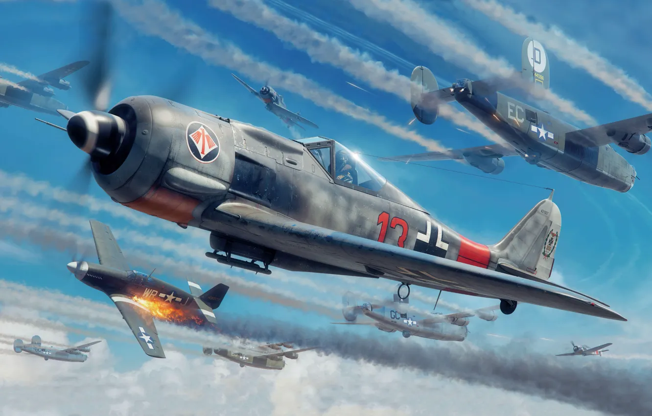 Photo wallpaper Germany, fighter-interceptor, the Wehrmacht, Luftwaffe, Piotr Forkasiewicz, Focke-Wulf Fw 190A-7