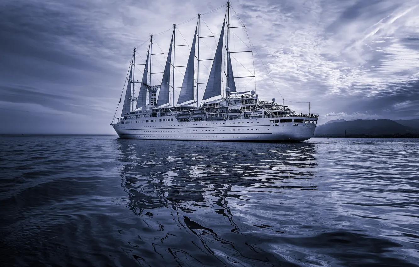 Photo wallpaper sea, ship, sails