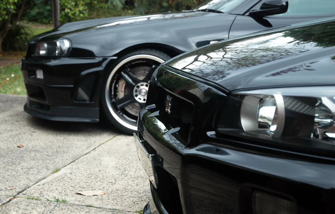 Wallpaper black, Nissan, black, skyline, Nissan, gtr, front, r34, gtr ...