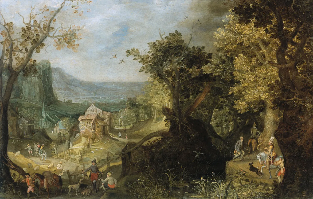 Photo wallpaper landscape, oil, picture, Anton Mirou, Forest Resources