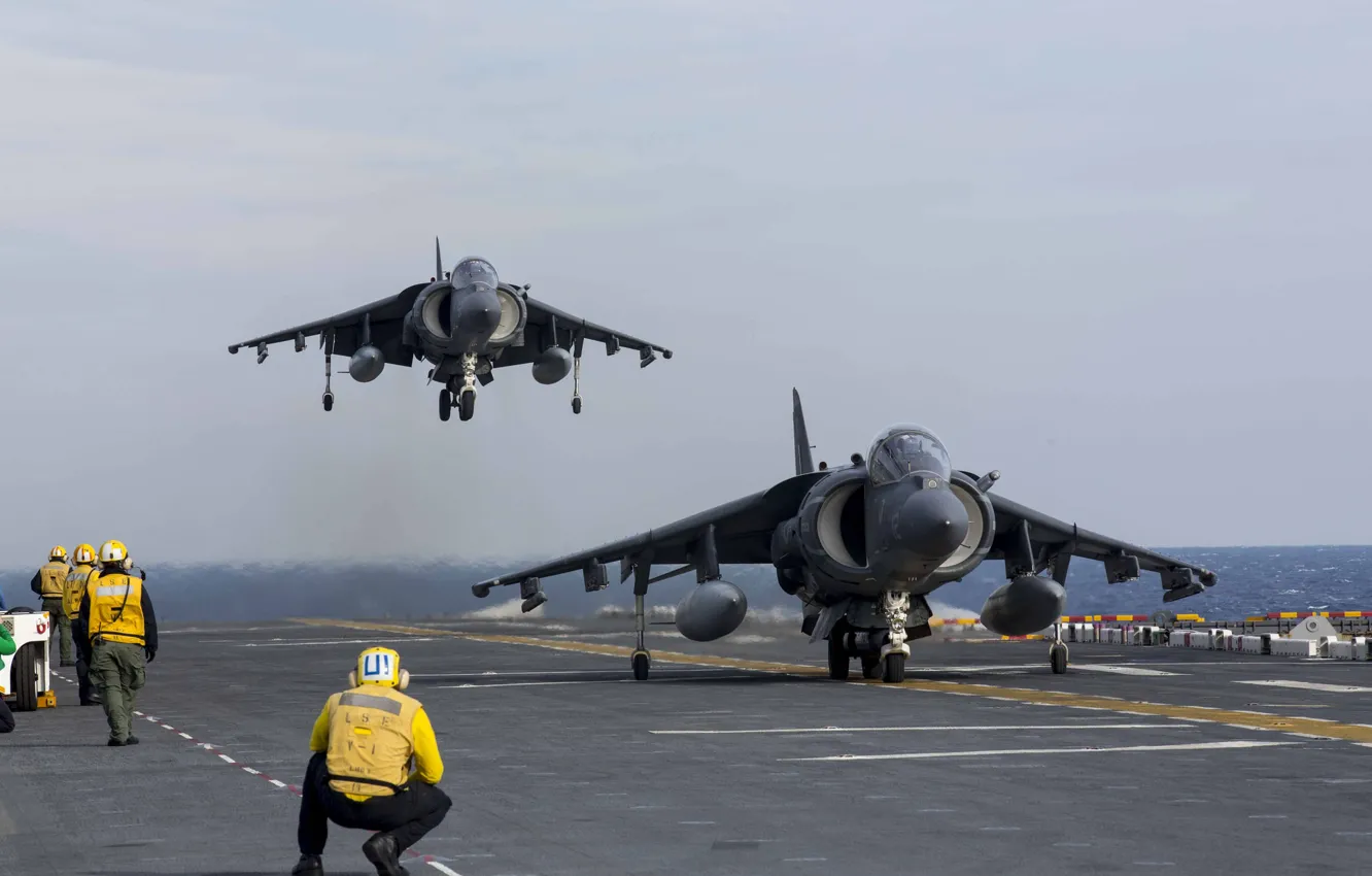 Photo wallpaper fighters, deck, stormtroopers, AV-8B, Harriers