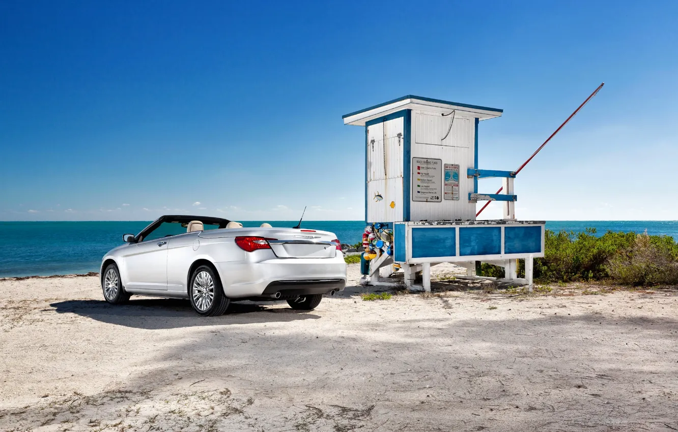 Photo wallpaper The sky, Sea, Auto, Chrysler, Machine, Summer, Convertible, day