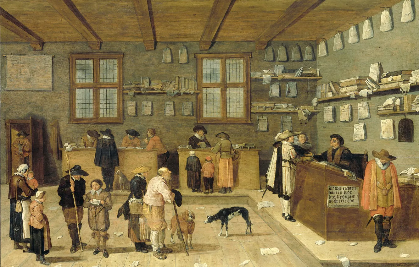 Photo wallpaper oil, interior, picture, Peter de Blot, The Office Of A Lawyer, 1628, Pieter de Bloot