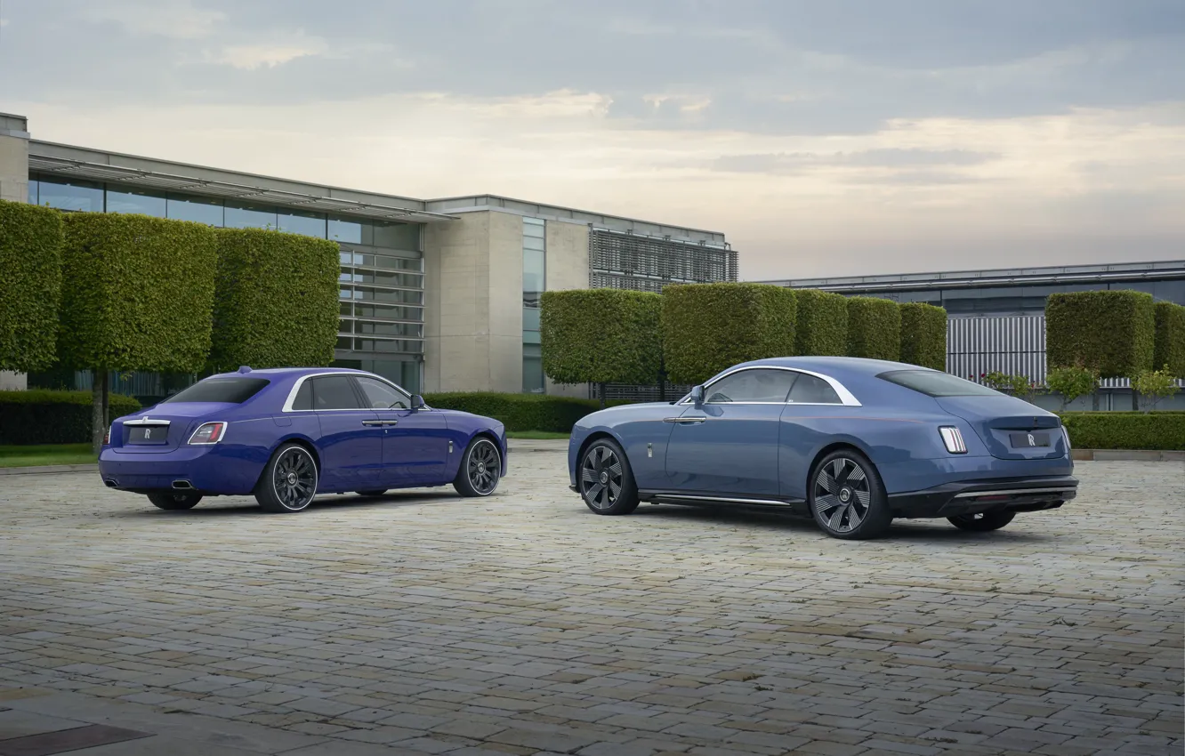 Photo wallpaper Rolls-Royce, cars, Spectre, rear view, Rolls-Royce Spectre