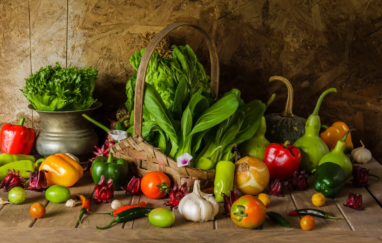 Photo wallpaper harvest, still life, vegetables, autumn, still life, vegetables, harvest