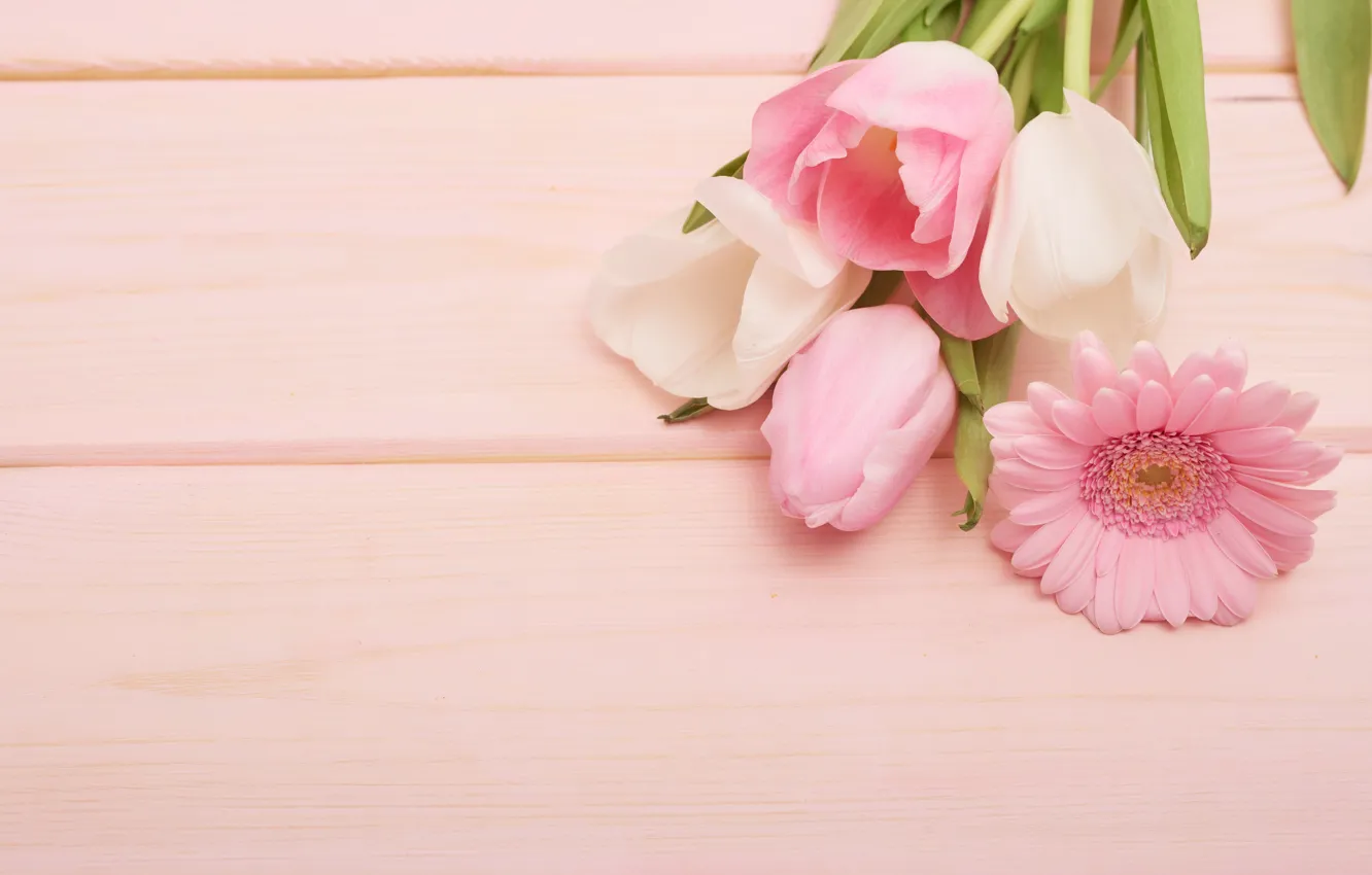 Photo wallpaper flowers, background, bouquet, pink, wood, Yarovoy Aleksandr