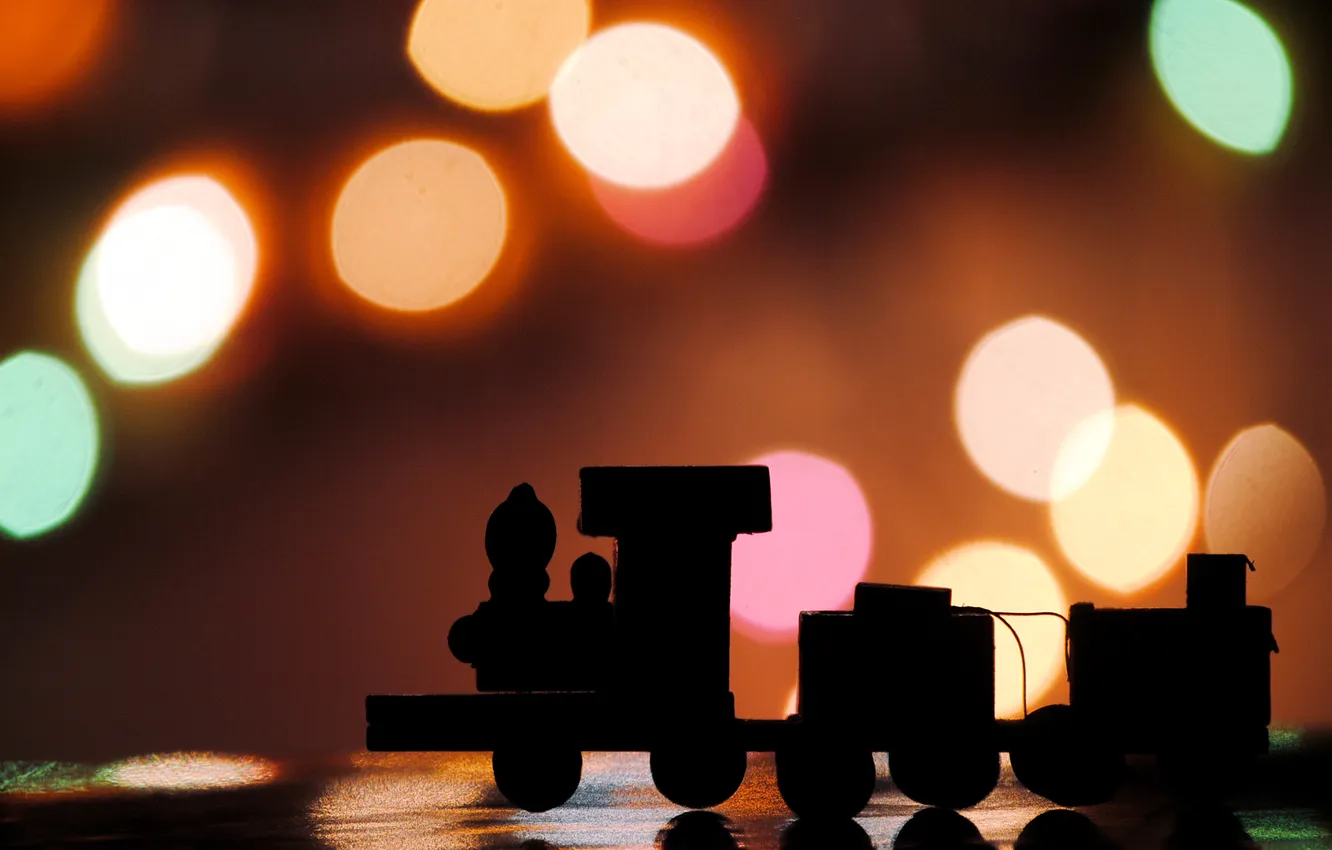 Photo wallpaper lights, toy, train