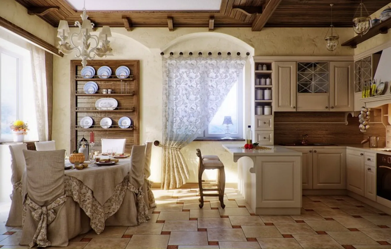 Photo wallpaper design, style, room, interior, kitchen, dining room